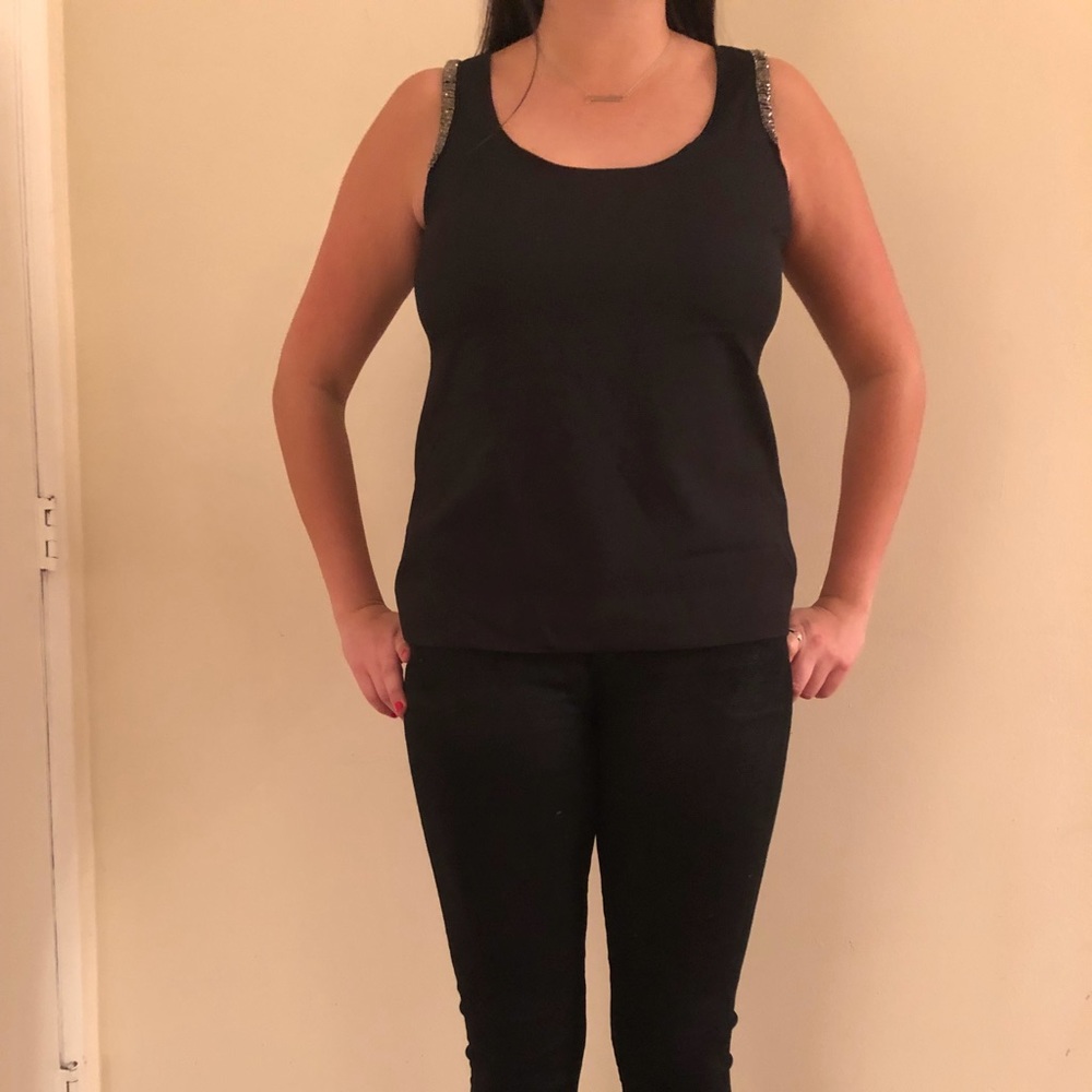 Timeless HM Black Tank w/ Beaded Sleeves (Size 6)